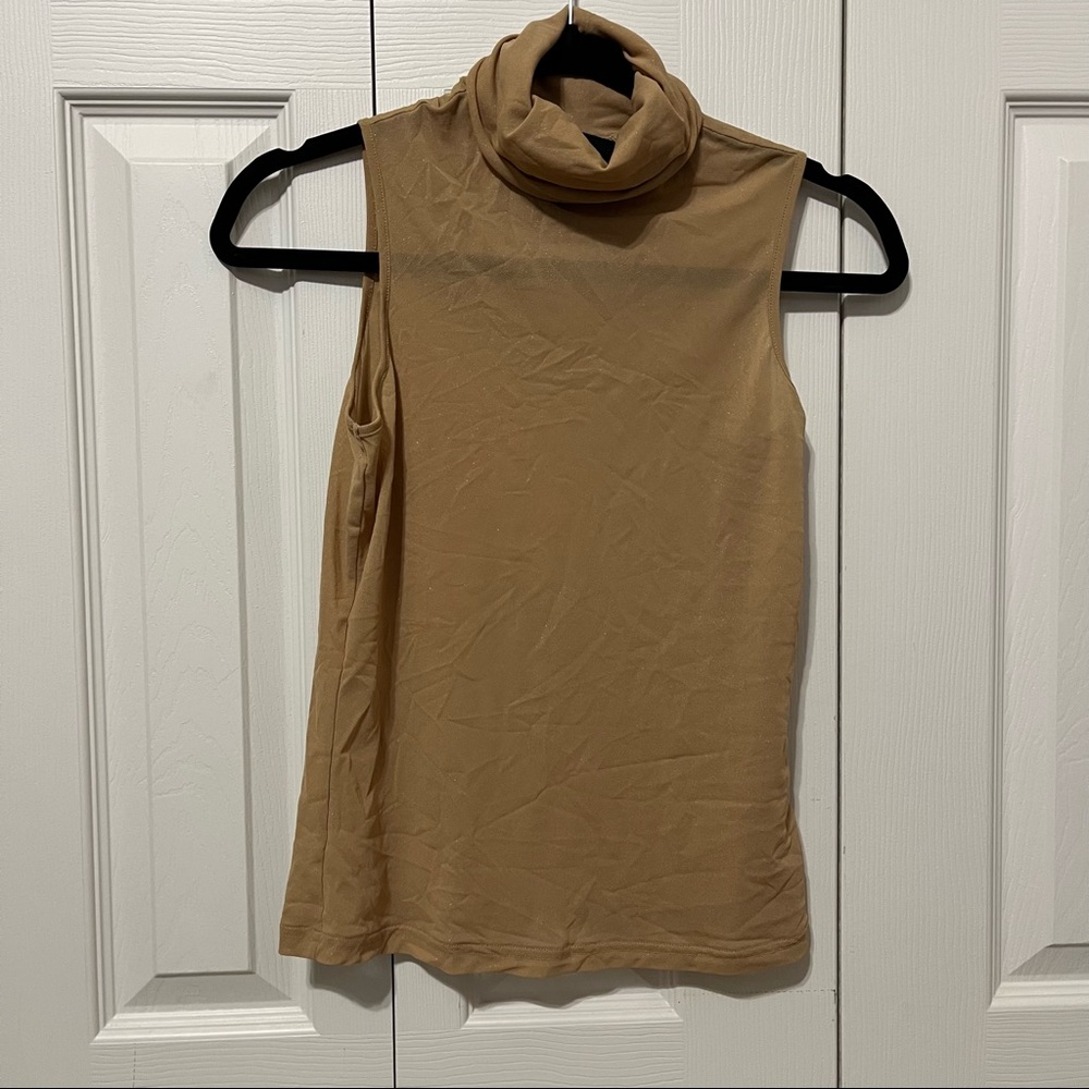 Express tank M medium mesh sparkly nude turtleneck sheer tank top EUC